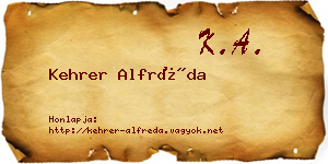 Kehrer Alfréda névjegykártya